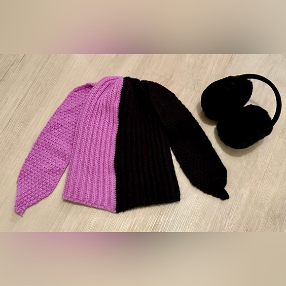 Women’s Winter Bundle - Cozy Beanie & Plush Black Earmuffs - Cute & Warm - Picture 1 of 15
